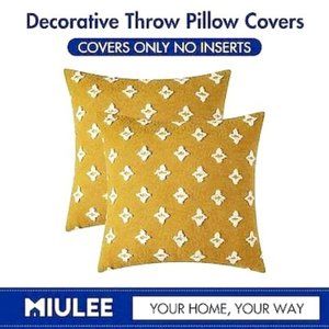 Miulee Set of 2 Decorative Throw Pillow Covers Rhombic Jacquard Pillowcase